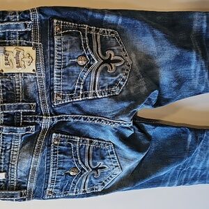 Rock Revival Sten 36x34 Dark Wash Straight Leg Jeans